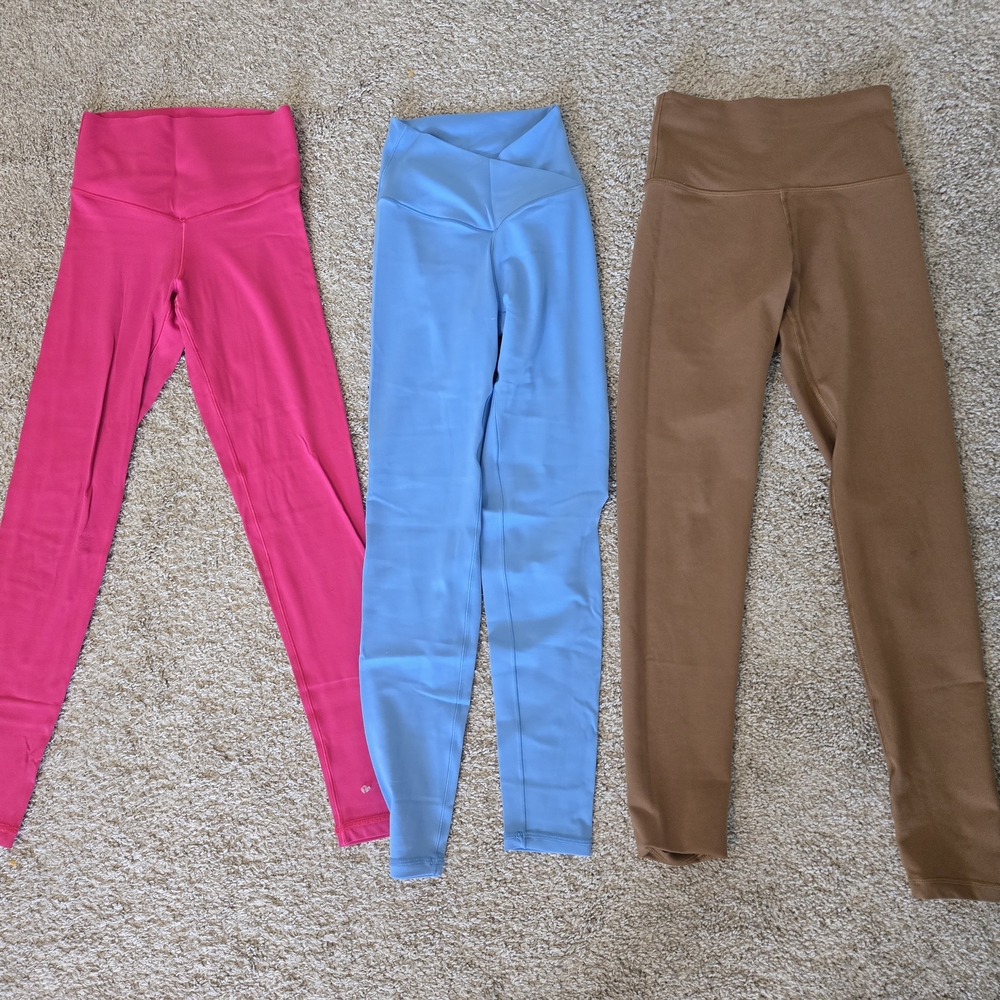 Aerie Leggings in Pink, Blue, and Brown